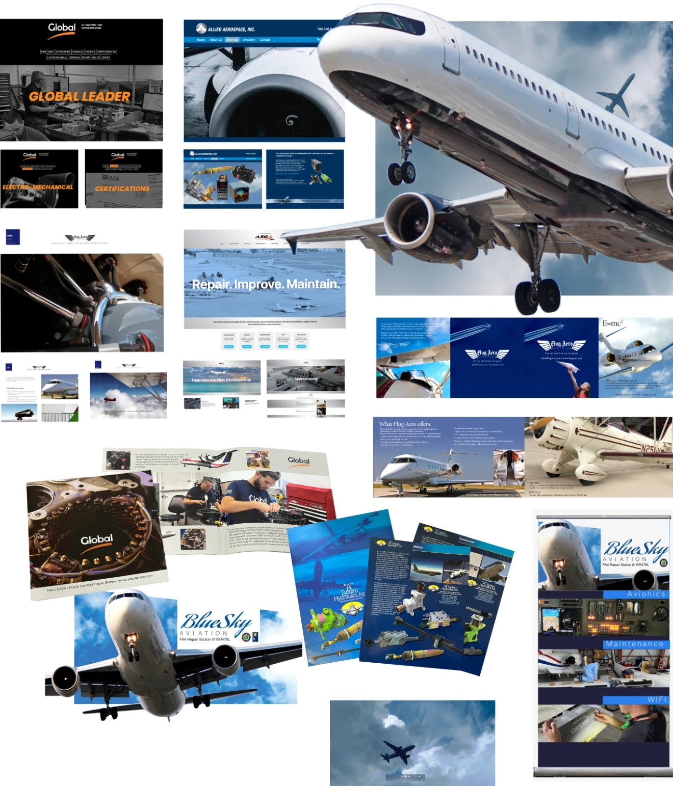 Collection of aviation industry graphics made for Miami-based companies.